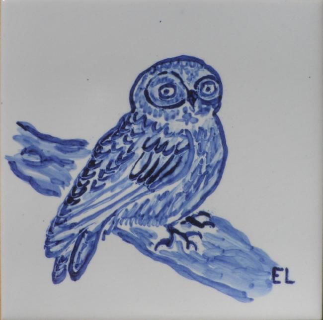 Картина под названием "Owl on branch" - Eddy Lagrand, Подлинное произведение искусства, Масло
