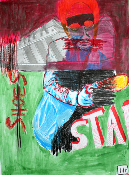 Drawing titled "Star" by Eddy Legrand, Original Artwork, Acrylic