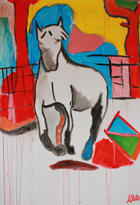 Dessin intitulée "Cheval" par Eddy Legrand, Œuvre d'art originale, Acrylique