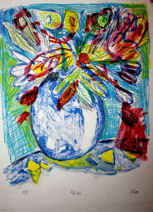 印花与版画 标题为“Fleurs” 由Eddy Legrand, 原创艺术品, 蒙纳