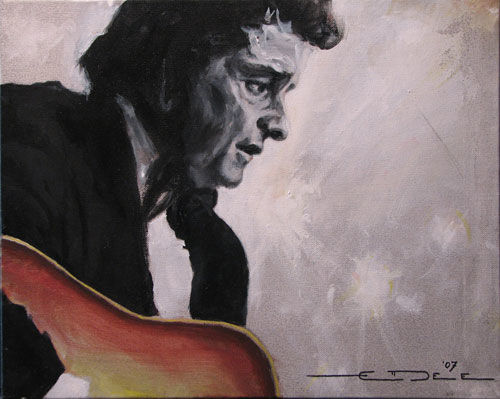 Painting titled "Johnny Cash" by Edee, Original Art,