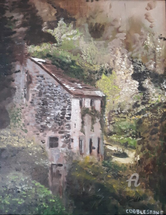 Картина под названием "Abandoned Mill" - Edeleweiss Cobblestone, Подлинное произведение искусства, Масло
