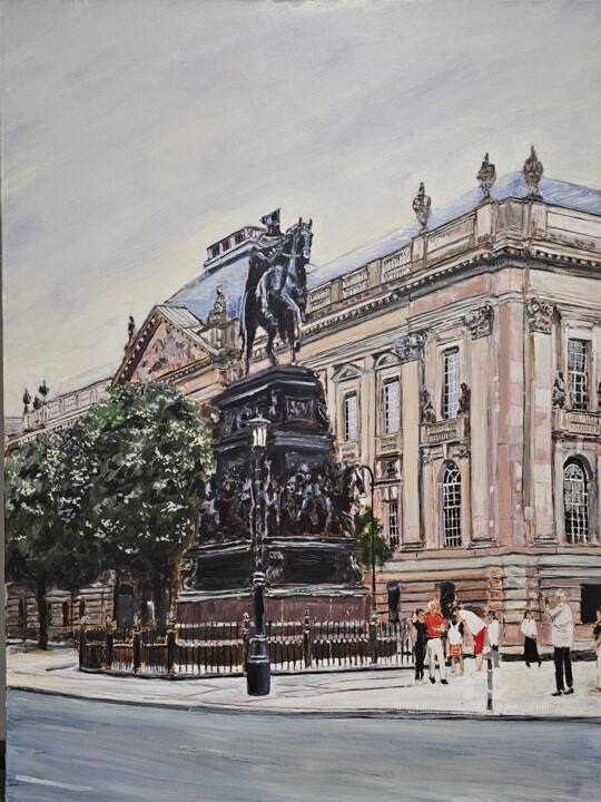 Malerei mit dem Titel "Unter den Linden" von Edeleweiss Cobblestone, Original-Kunstwerk, Öl