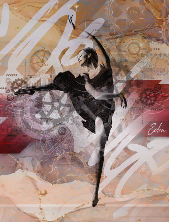 Digital Arts titled "Elégance" by Eden, Original Artwork, 2D Digital Work Mounted on Aluminium