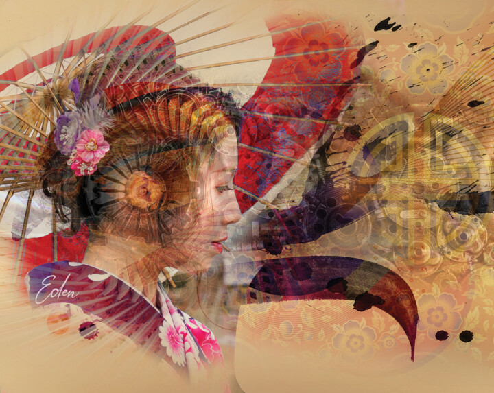 「Geisha」というタイトルのデジタルアーツ Edenによって, オリジナルのアートワーク, デジタル絵画