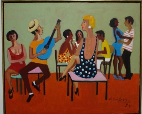 Painting titled "mulheres da Rua Tim…" by Edésio Esteves, Original Artwork