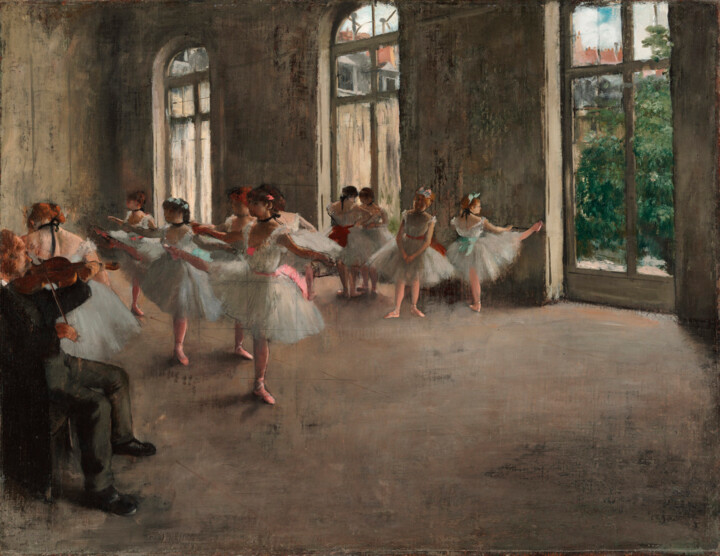 Painting titled "Ballet Rehearsal" by Edgar Degas, Original Artwork, Oil