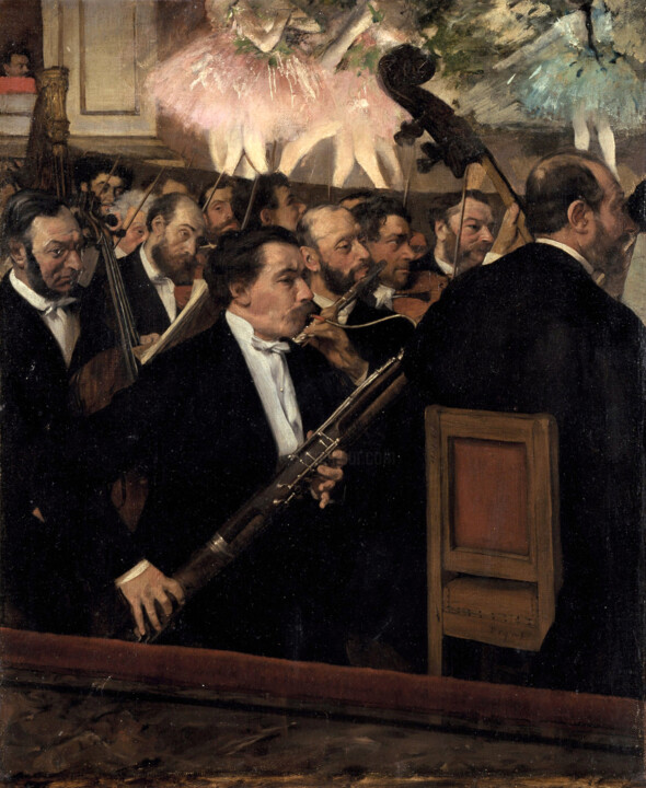 Painting titled "L'orchestre à l'opé…" by Edgar Degas, Original Artwork, Oil