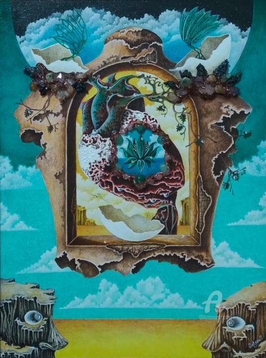 Painting titled "Anahata" by Edgar Guillermo Soteras Figueroa, Original Artwork, Acrylic Mounted on Wood Stretcher frame