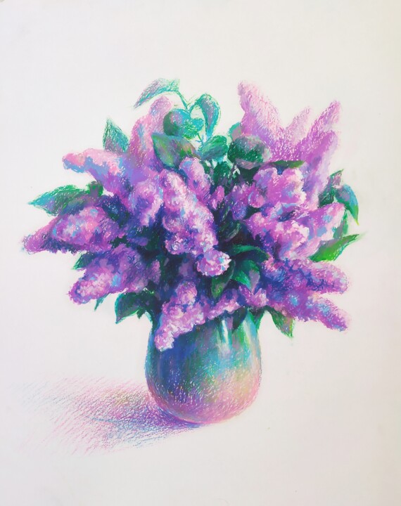 Malerei mit dem Titel "Morning flowers" von Edgar Nazaryan, Original-Kunstwerk, Pastell