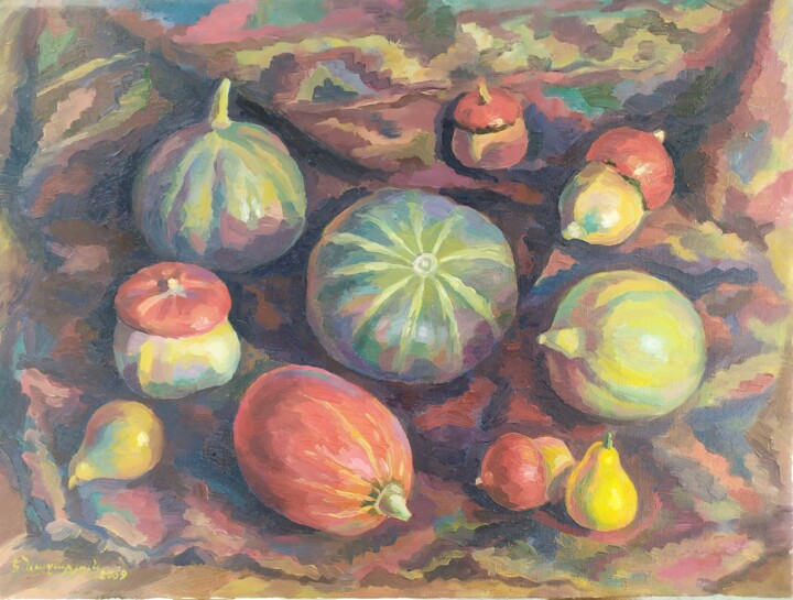 Peinture intitulée "Armenian pumpkins" par Edgar Nazaryan, Œuvre d'art originale, Huile