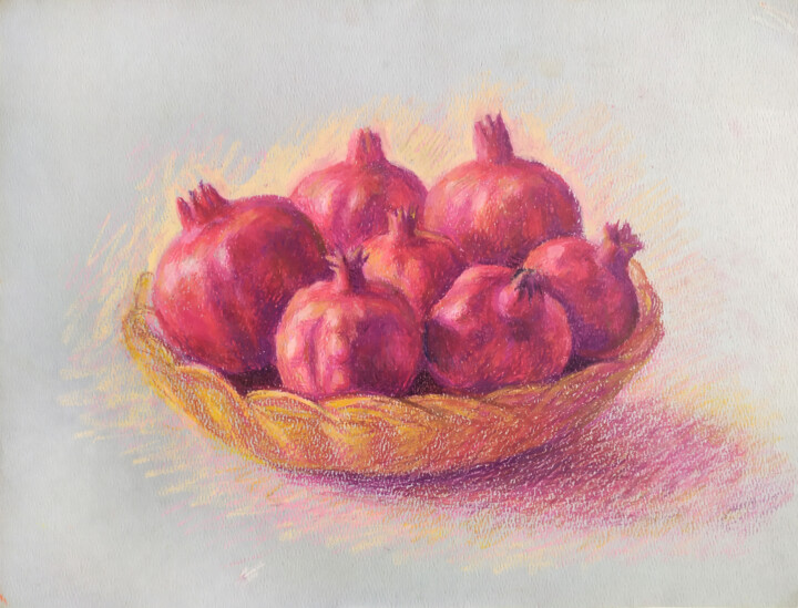 Malerei mit dem Titel "My pomegranates" von Edgar Nazaryan, Original-Kunstwerk, Pastell