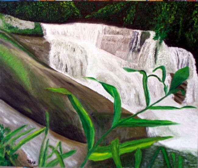 Painting titled "Waterfalls of Pedra…" by Edgard Loepert, Original Artwork, Oil