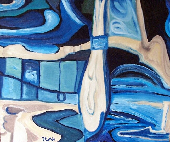 Painting titled "Blue Life" by Edgard Loepert, Original Artwork, Oil