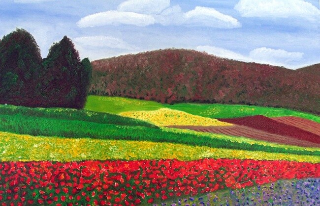 Pintura intitulada "Fields of Israel" por Edgard Loepert, Obras de arte originais, Óleo