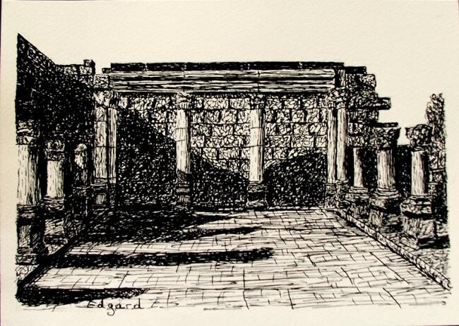 Desenho intitulada "CAPERNAUM(Kfar Nahu…" por Edgard Loepert, Obras de arte originais, Arquitetura