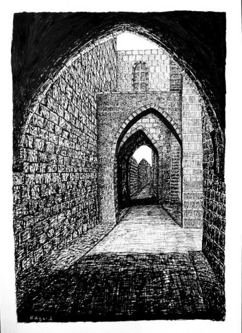 Desenho intitulada "JERUSALEM 5" por Edgard Loepert, Obras de arte originais, Outro