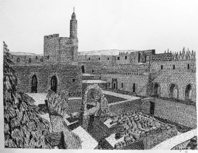 Desenho intitulada "JERUSALEM 9" por Edgard Loepert, Obras de arte originais, Outro