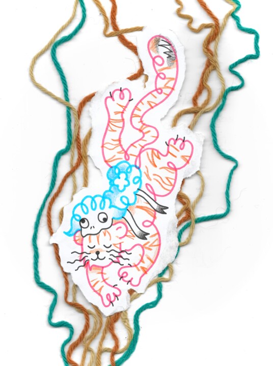 图画 标题为“Petit tigre” 由Edie Tempier, 原创艺术品, 标记