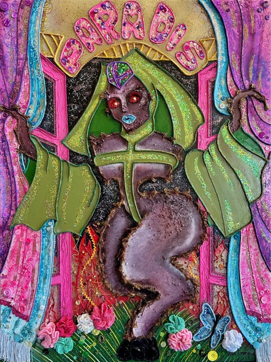 Peinture intitulée "Paradis" par Edie Tempier, Œuvre d'art originale, Acrylique Monté sur artwork_cat.