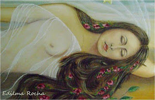 Pintura intitulada "Sonho azul do céu e…" por Edilma Rocha, Obras de arte originais