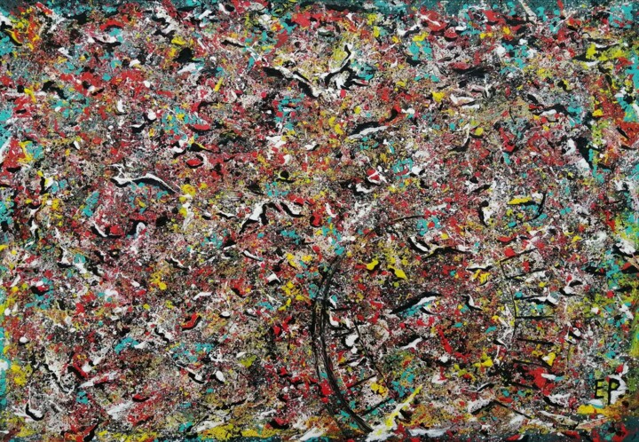 Malerei mit dem Titel "Pollockiano" von Edilson Da Silva Plá, Original-Kunstwerk, Acryl