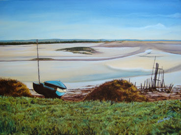 Painting titled "barco de pescador" by Edilson Gonçalves, Original Artwork