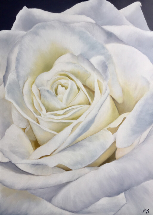 Painting titled "The White Rose's Wh…" by Edita Sarukhanyan, Original Artwork, Acrylic