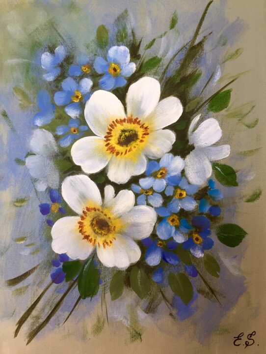 Peinture intitulée "Daffodils" par Edita Sarukhanyan, Œuvre d'art originale, Acrylique