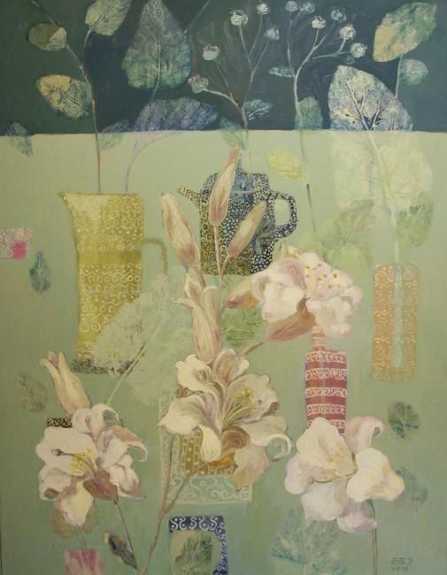 Peinture intitulée "Lilies" par Edita Januskeviciene, Œuvre d'art originale, Huile