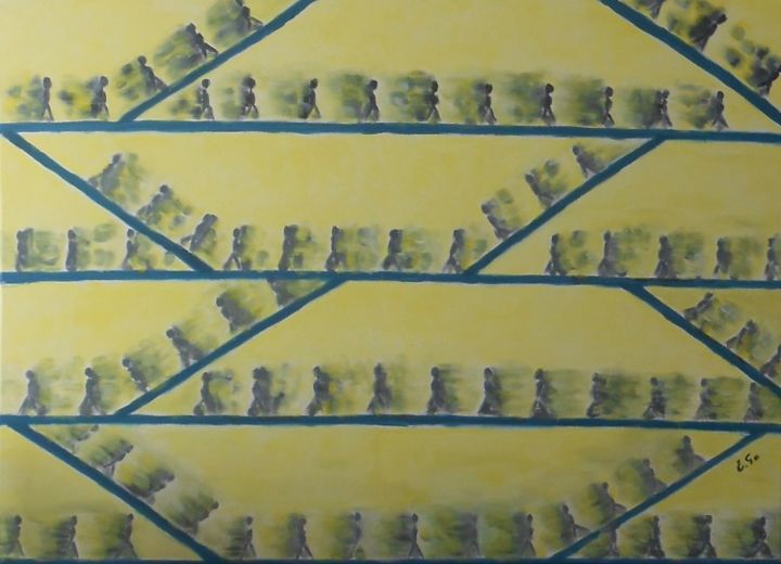 Pittura intitolato "Human Ant-house" da Edita Golcaite, Opera d'arte originale, Olio