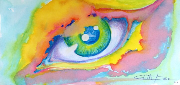 Drawing titled "Blue eye" by Edith Bos Boyer (EDITH DONC), Original Artwork, Ink
