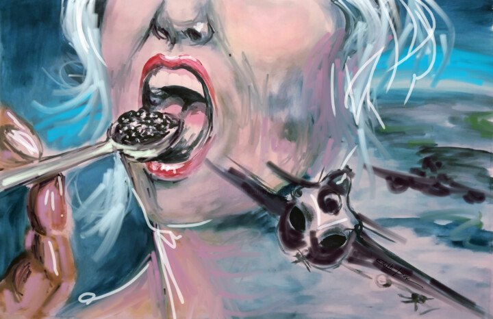 Digitale Kunst mit dem Titel "Caviar" von Edith Bos Boyer (EDITH DONC), Original-Kunstwerk, Acryl