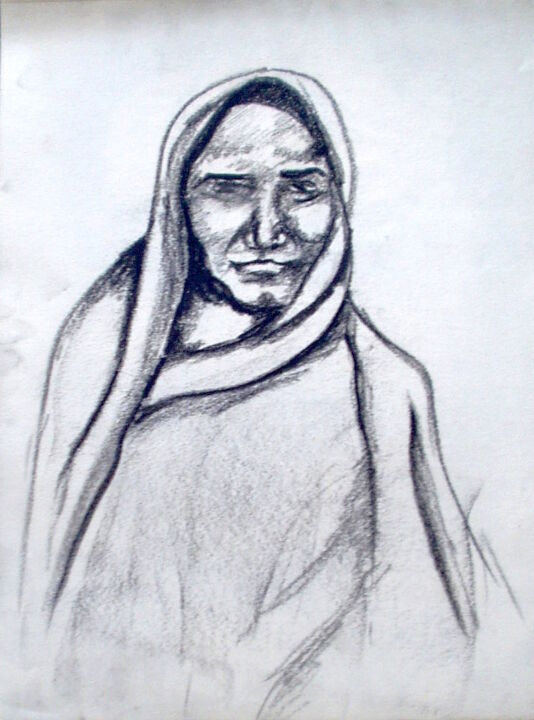 Dessin intitulée "Nomade" par Edith Bos Boyer (EDITH DONC), Œuvre d'art originale, Crayon