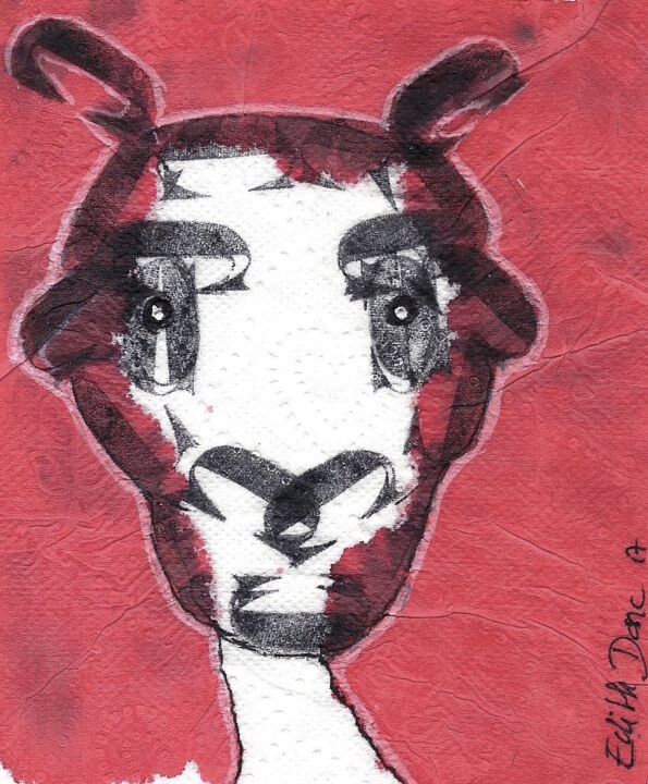 Drawing titled "Le bouC" by Edith Donc, Original Artwork, Ink