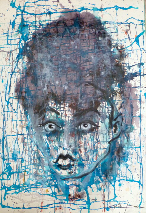 Картина под названием "L'autre coincée" - Edith Donc, Подлинное произведение искусства, Чернила