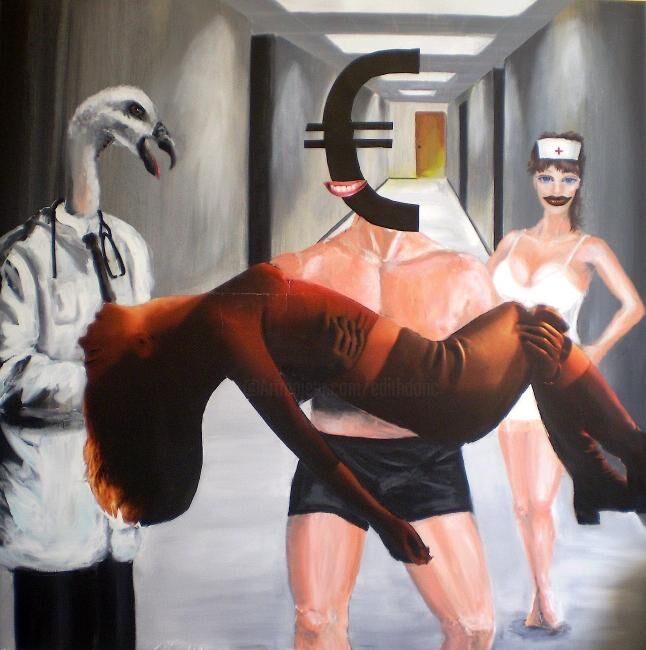 Картина под названием "Chirurgie esthetiqu…" - Edith Donc, Подлинное произведение искусства, Акрил Установлен на Деревянная…