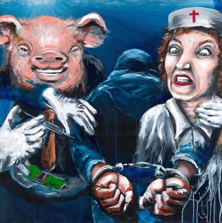 Картина под названием "H1N1" - Edith Donc, Подлинное произведение искусства, Акрил Установлен на Деревянная рама для носилок