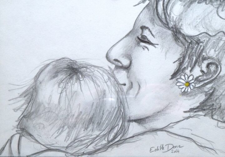 Drawing titled "Calinou" by Edith Donc, Original Artwork, Pencil