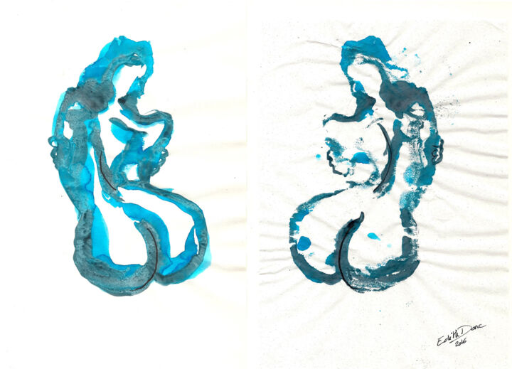 Drawing titled "J'aime beau cul" by Edith Donc, Original Artwork, Ink