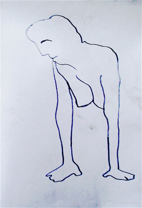 Drawing titled "Linéa" by Edith Donc, Original Artwork, Pencil