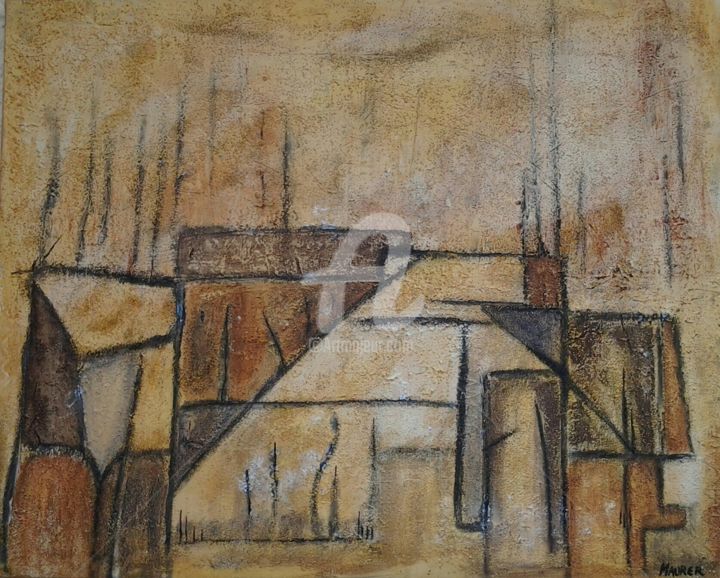 Malerei mit dem Titel "KARTEN HAUS" von Edith Maurer, Original-Kunstwerk