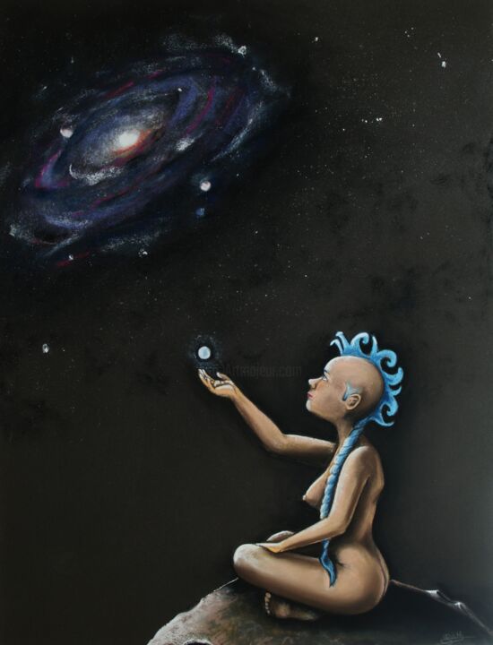 Dibujo titulada "Galaxie" por Edith Stenven, Obra de arte original, Pastel