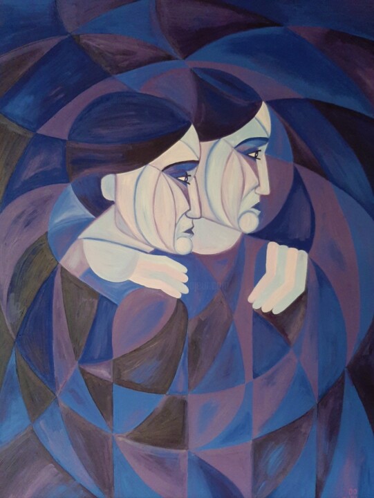Painting titled "BLUE LOVE" by Edith Stütz, Original Artwork, Oil
