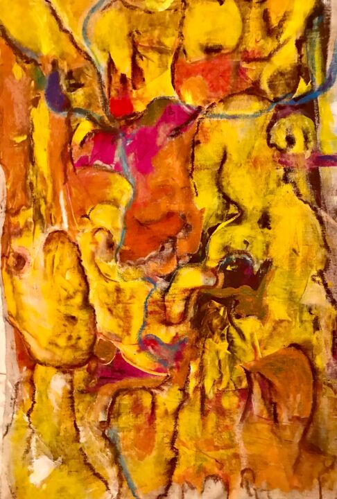 Painting titled "Copa somona" by Edith Touré, Original Artwork, Acrylic Mounted on Wood Stretcher frame