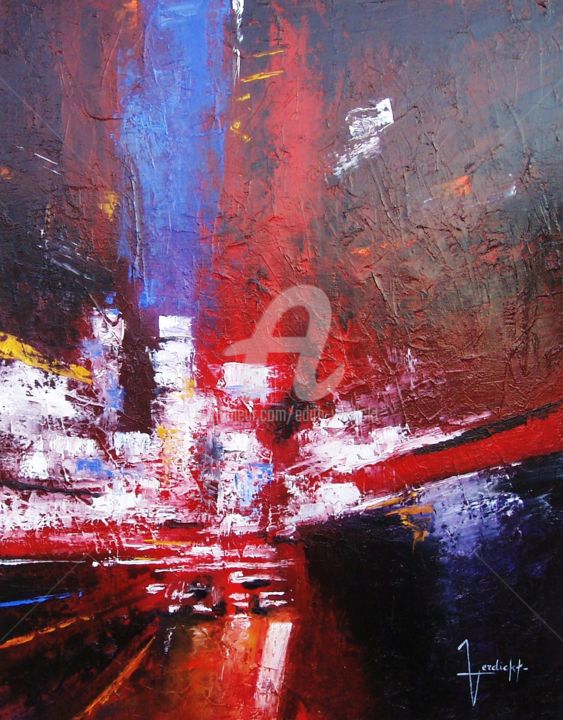 Peinture intitulée "42-eme-rue-" par Edith Verdickt, Œuvre d'art originale, Huile