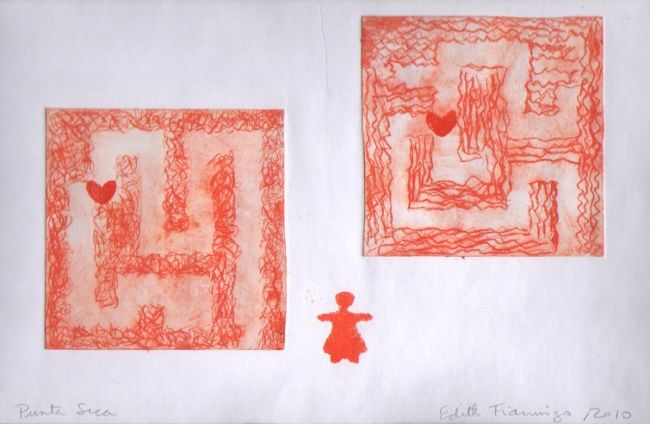 Gravures & estampes intitulée "El laberinto del am…" par Edith Fiamingo, Œuvre d'art originale, Gravure
