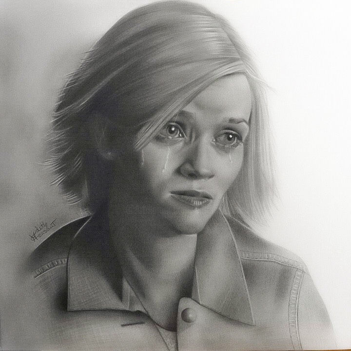 「Reese Witherspoon .」というタイトルの描画 Edith Hersantによって, オリジナルのアートワーク, グラファイト