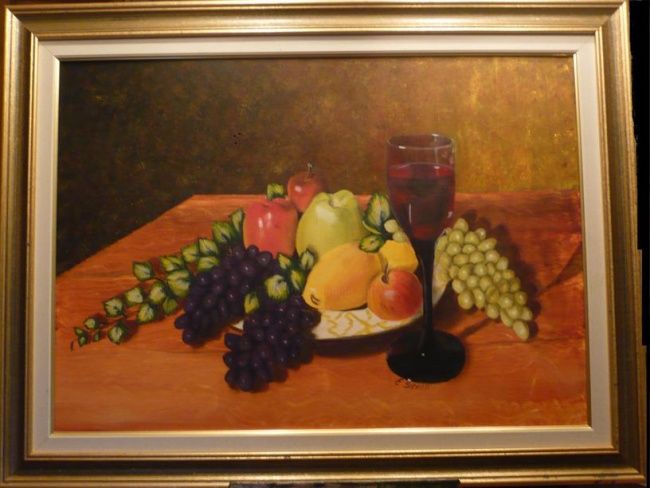 Malerei mit dem Titel "Stilleben" von Edith Schroll, Original-Kunstwerk, Öl