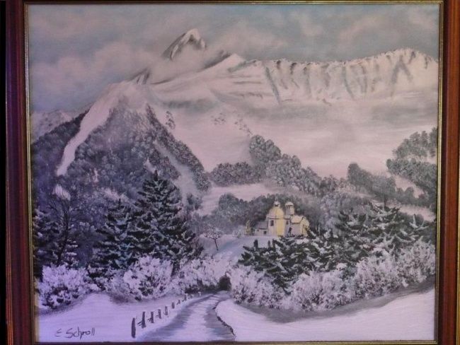 Malerei mit dem Titel "Winterlandschaft -…" von Edith Schroll, Original-Kunstwerk